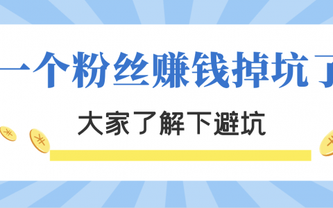 一个粉丝赚钱踩坑经历，大家可以了解下避坑。￼